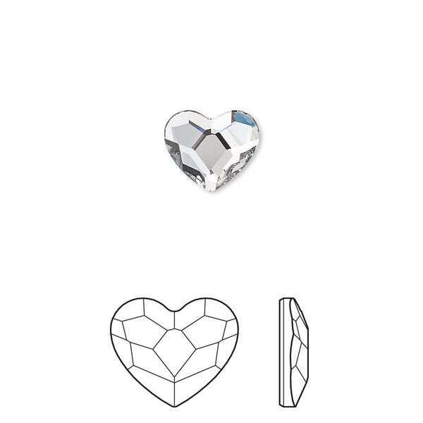 Flat back 2pk crystal foil back, Crystal Passions® hotfix rhinestone 10x8.5mm heart 2808HF image number 0