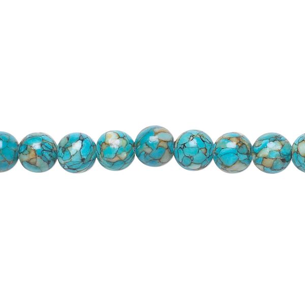 Mosaic "turquoise" (magnesite) 1pkg1, round bead 15.5-16 inch 6mm image number 0