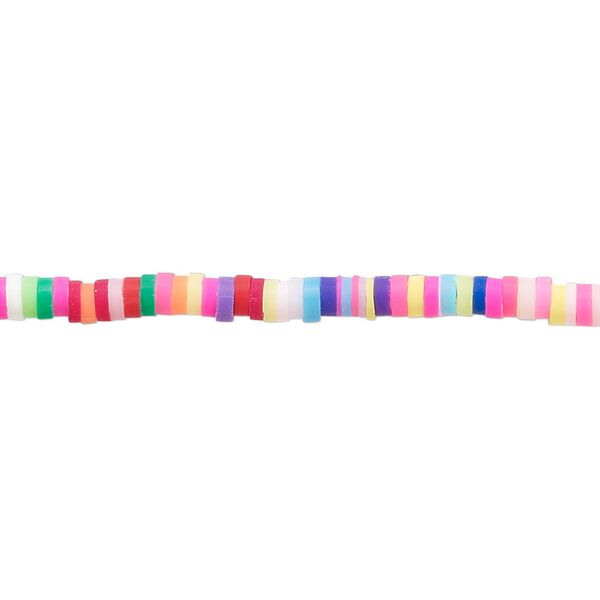 Bead, polymer clay, opaque multicolored, 3x1mm heishi. Sold per pkg of (2) 16-inch strands. image number 0