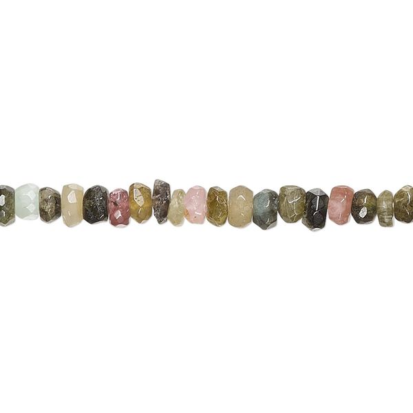 Multi-tourmaline 1pkg1, hand-cut faceted rondelle bead natural 8 inch 4x2mm-5x3mm image number 0