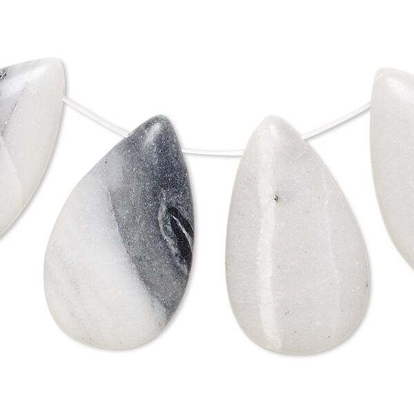 Green earth "jasper" 1pkg4, flat back puffed teardrop focal natural 28x14mm-31x18mm image number 0