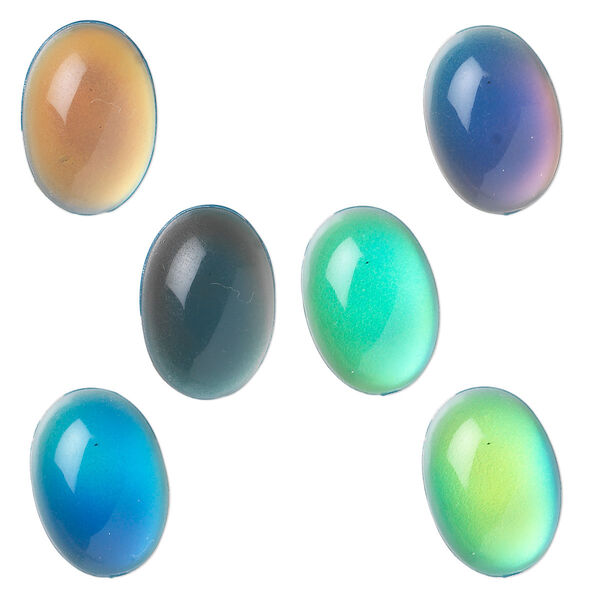 Cabochon, acrylic, multicolored, 14x10mm color-changing non-calibrated oval. Sold per pkg of 6. image number 0