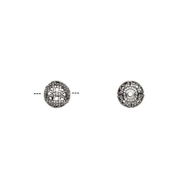 Bead, antique silver-plated brass, 6mm filigree round. Sold per pkg of 100. image number 0