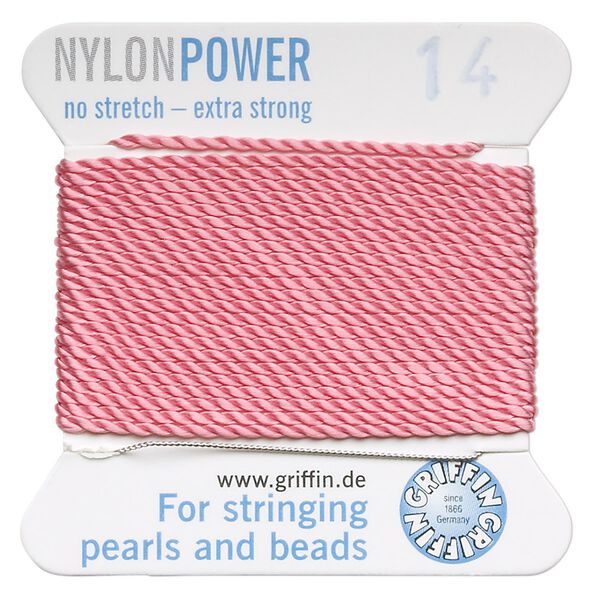 Thread, Griffin, nylon, dark pink, size #14. Sold per 2-meter card (approximately 78 inches). image number 0