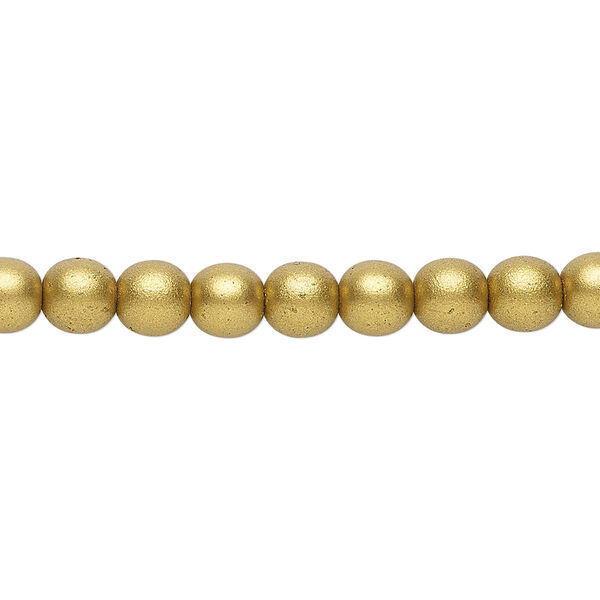 Bead, Czech glass druk, opaque satin metallic bronze, 6mm round. Sold per 15-1/2" to 16" strand. image number 0