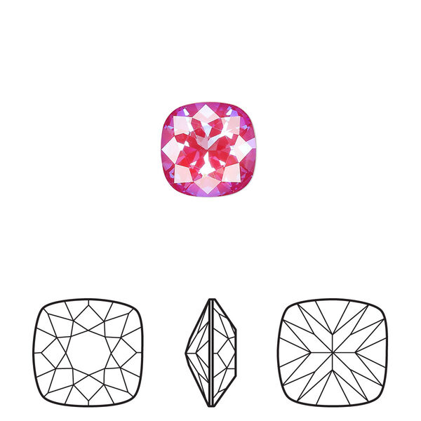Fancy stone 6pk crystal royal red DeLite, Crystal Passions® 10mm cushion 4470 image number 0