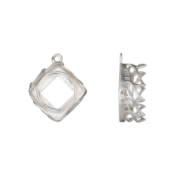 Drop, Almost Instant Jewelry®, sterling silver, 15mm diamond with wave edge and open back with 10mm square flat back bezel setting. Sold individually. image number 0