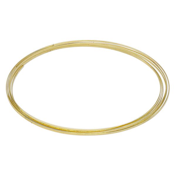 Memory wire, Beadalon®, gold-plated carbon steel, 3-5/8 inch flat necklace, 1x0.5mm-1.2x0.6mm flat. Sold per 0.35-ounce pkg, approximately 7 loops. image number 0