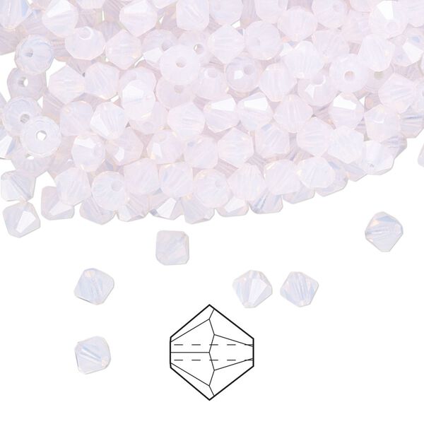 Bead 144pk rose opal, Preciosa Czech crystal 4mm bicone image number 0