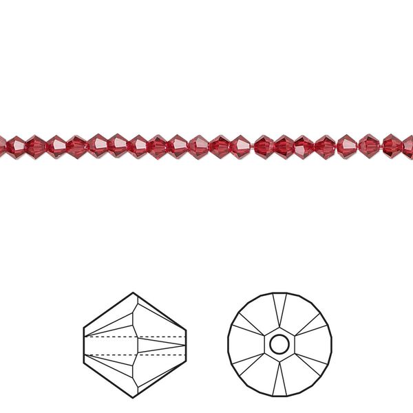 Bead 1440pk scarlet, Swarovski® 2.5mm XILION bicone 5328 image number 0