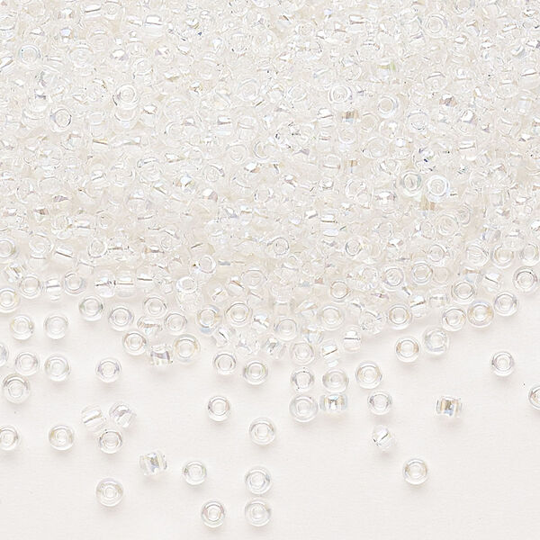 Seed bead, Dyna-Mites™, glass, pkg/1/2kg, #11 round, translucent rainbow clear, (4R 11/0 RR). image number 0