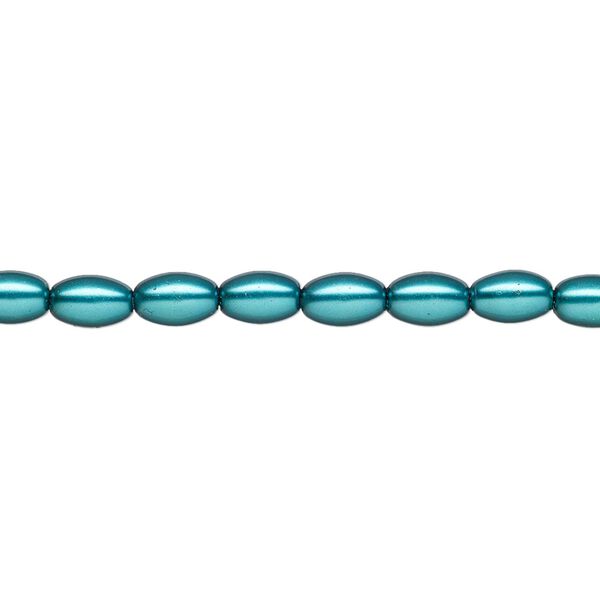 Pearl 1pk teal, Celestial Crystal® 6x4mm rice 15.5-16 inch image number 0