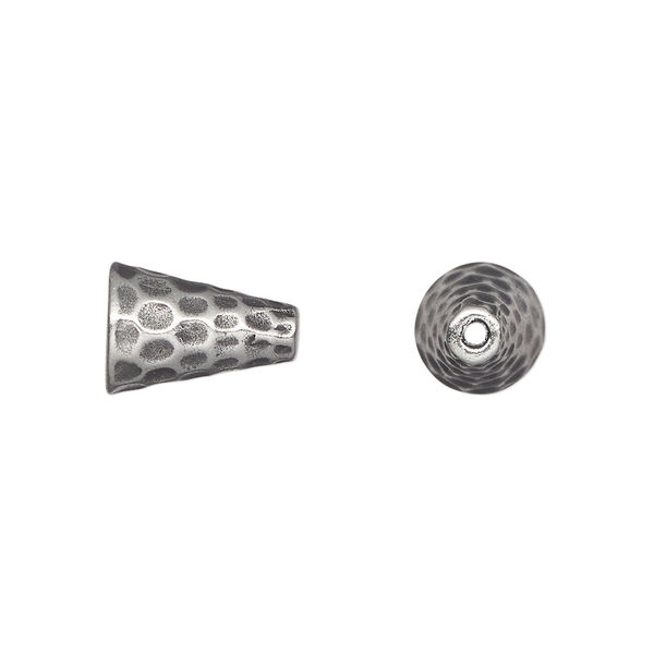 Cone, TierraCast®, pewter (tin-based alloy), 12.5x9mm hammered. Sold per pkg of 20. image number 0