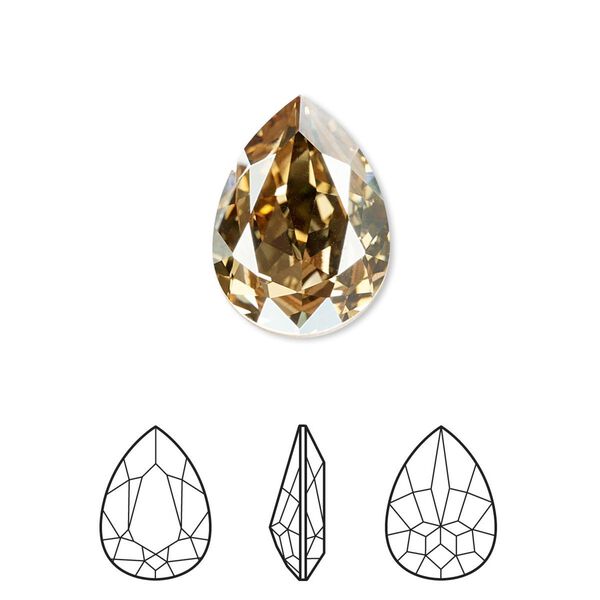 Fancy stone 6pk crystal golden shadow foil back, Crystal Passions® 18x13mm pear 4320 image number 0
