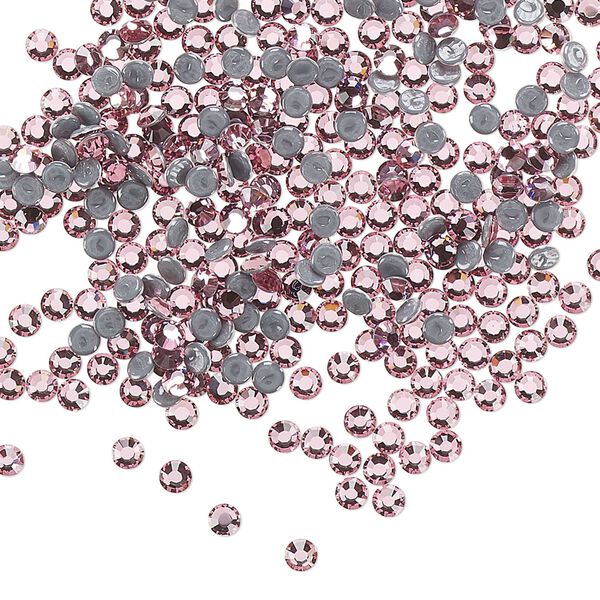 Flat back, Dance With Me™ crystal hotfix rhinestone, light rose, foil back, 2.3-2.5mm rose, SS8. Sold per pkg of 144 (1 gross). image number 0