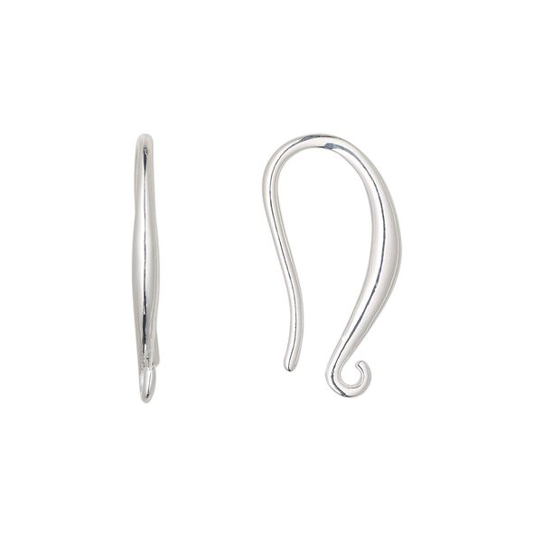 Ear wire fishhook 1pkg100 silver-plated, 18mm / open loop, 19 gauge brass 50 pair image number 0
