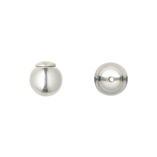 Earnut, sterling silver and silicone, 8mm half-drilled ball. Sold per pair. image number 0