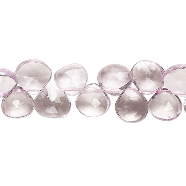 Lavender amethyst 1pkg1, hand-cut top-drilled faceted puffed teardrop bead natural 8.5 inch 8-9mm image number 0