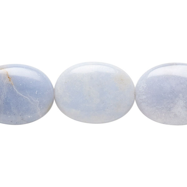 Blue chalcedony 1pkg1, flat oval bead natural 8 inch 20x15mm image number 0