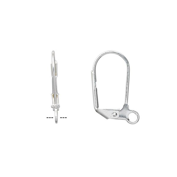 Ear wire leverback 1pkg100 silver-plated, 17.5mm / open loop, brass 50 pair image number 0