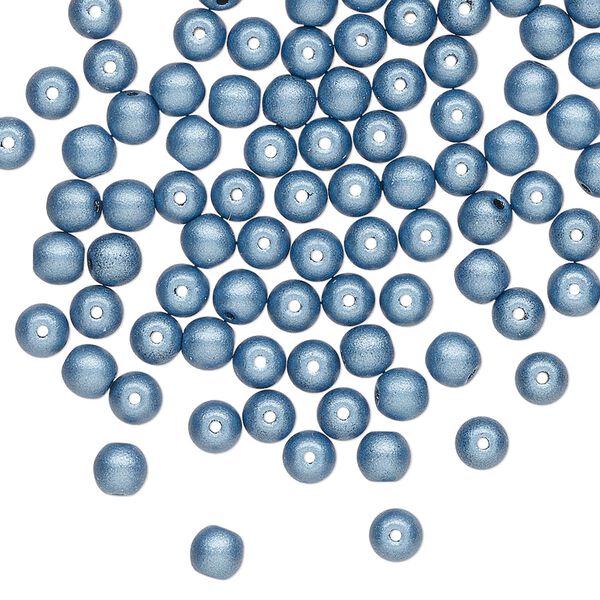 Czech glass 1pkg100, round druk bead satin blue 4mm image number 0
