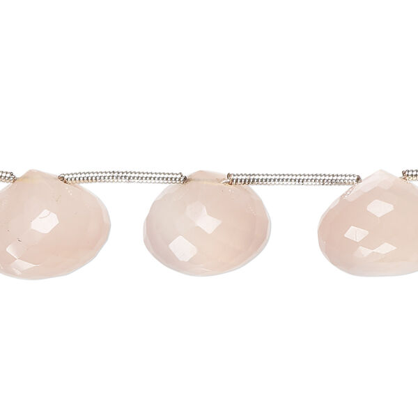 Peach chalcedony / pink chalcedony 1pkg12, hand-cut top-drilled faceted teardrop bead 13x11mm-14x12mm image number 0