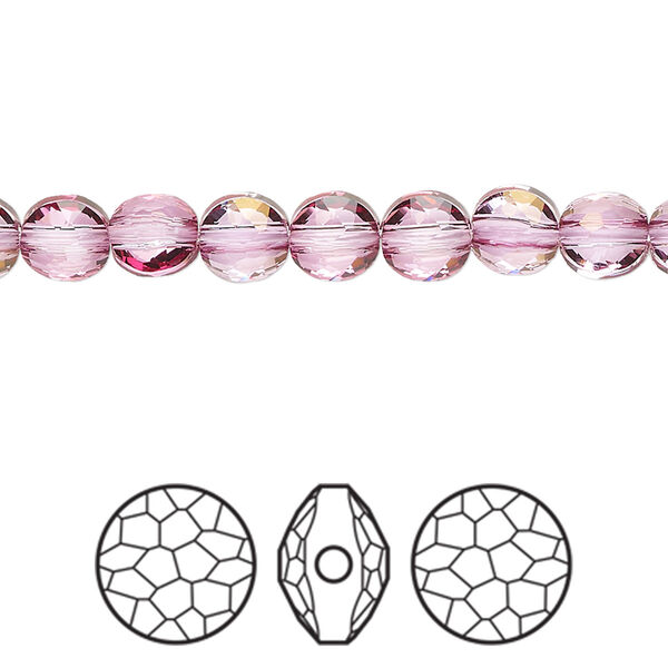 Bead 4pk dark rose, Crystal Passions® 6mm puffed round 5034 image number 0