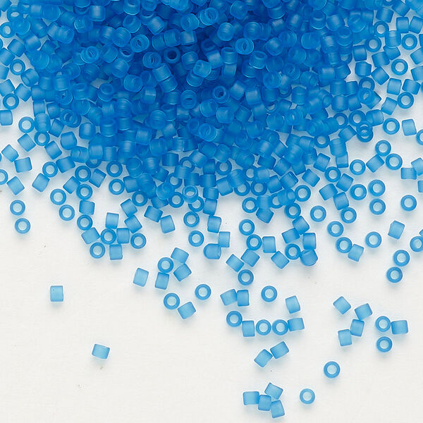 Seed bead, Delica®, glass, pkg/7.5g, #11 round, translucent matte Capri blue (DB-0768). image number 0