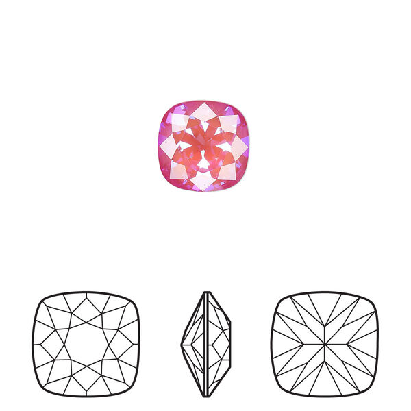 Fancy stone 6pk crystal lotus pink DeLite, Crystal Passions® 10mm cushion 4470 image number 0