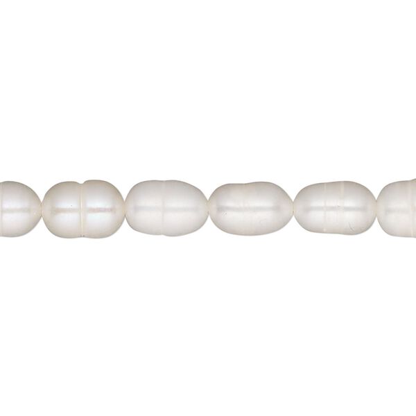 Pearl, cultured freshwater (bleached), white, 6-7mm rice, D grade. Sold per 15-inch strand. image number 0
