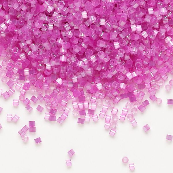 Seed bead, Delica®, glass, pkg/250g, #11 round, opaque silk satin inside dyed color fuchsia (DB-1808). image number 0