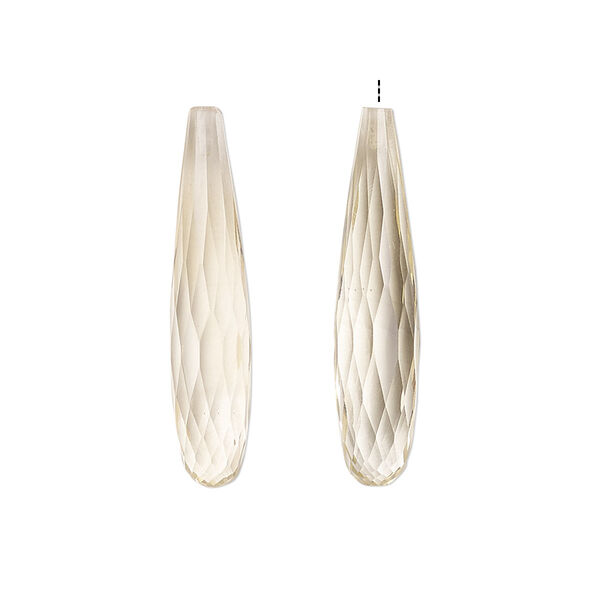 Citrine 1pkg2, hand-cut half-drilled faceted teardrop bead 27x5mm-28x6mm image number 0