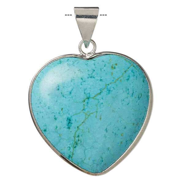 Magnesite / brass 1pkg1, imitation rhodium-plated heart pendant 30mm image number 0