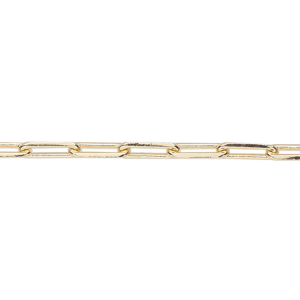 Chain, gold-finished brass, 3.3mm paperclip. Sold per pkg of 5 feet. image number 0