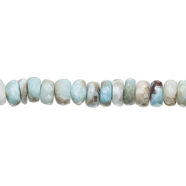 Larimar 1pkg1, hand-cut faceted rondelle bead natural C grade, 13 inch 5x3mm-7x5mm image number 0