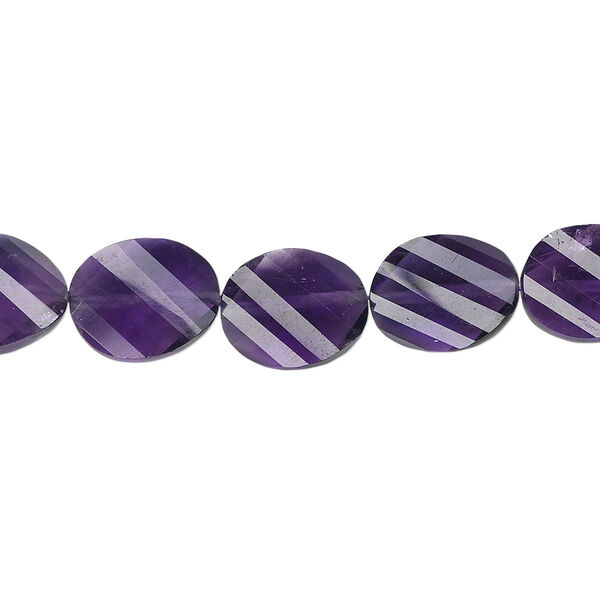 Amethyst 1pkg5, hand-cut faceted twisted flat oval bead natural 11x9mm image number 0