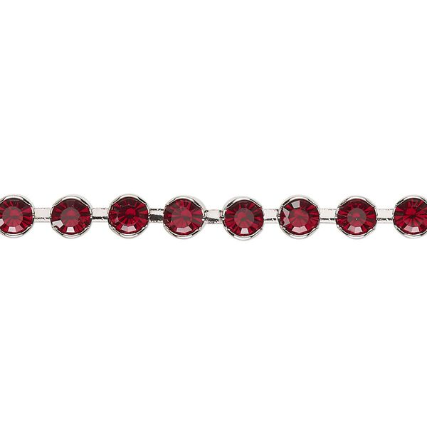 Cupchain, Vintage Crystal™, imitation rhodium-plated brass, Siam, 4.4mm round. Sold per 1-meter section. image number 0
