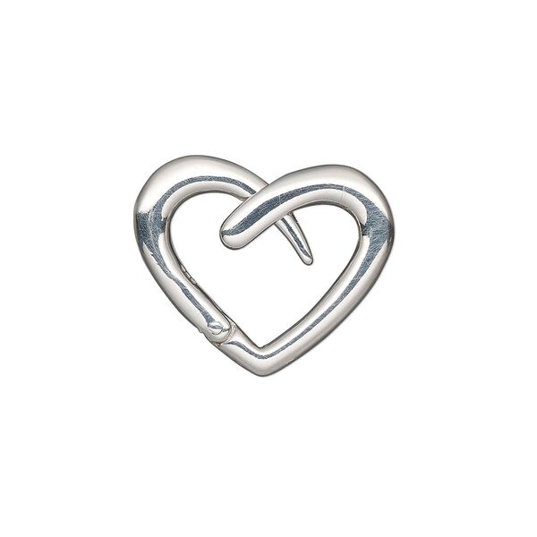 Clasp, lock, sterling silver, 19x15mm open heart. Sold individually. image number 0