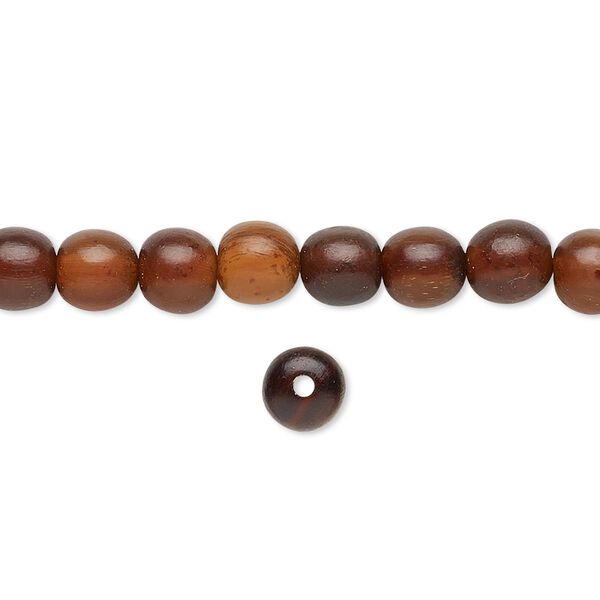 Bead, horn (dyed / waxed), golden, 6mm hand-cut round. Sold per 15-1/2" to 16" strand. image number 0