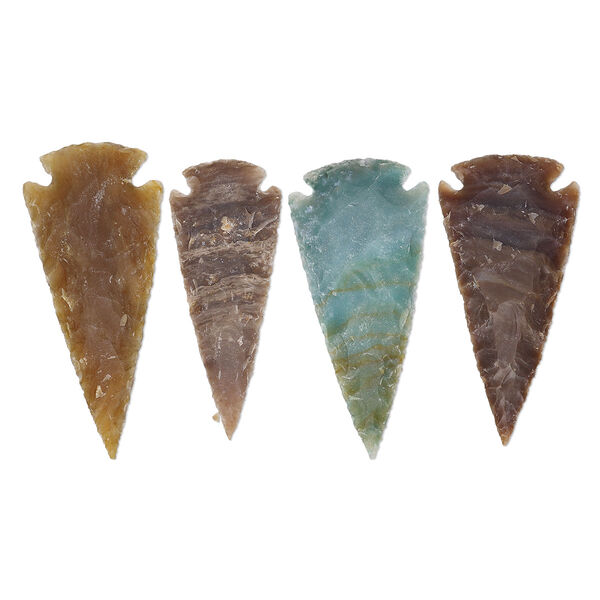 Fancy jasper 1pkg4, hand-knapped arrowhead gift natural 2x1.25 to 2.5x1.5 inch image number 0