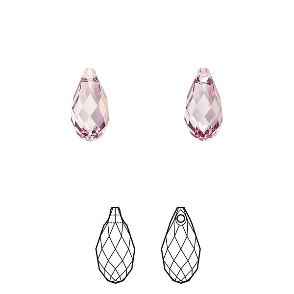 Briolette 24pk dark rose, Crystal Passions® 11x5.5mm pendant drop 6010 image number 0
