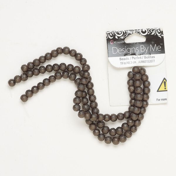 Bead, acrylic, pkg/19 inches, bronze, 6x5mm-7x6mm textured rondelle. image number 0