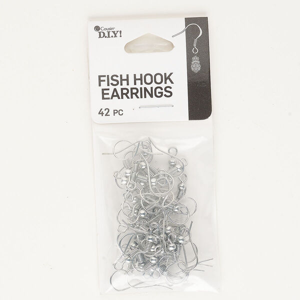 Ear wire, silver-finished steel, 19mm fishhook. Sold per pkg of 21 pairs. image number 0