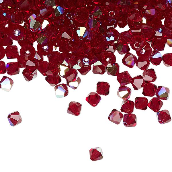 Bead 48pk Siam AB, Preciosa Czech crystal 4mm bicone image number 0