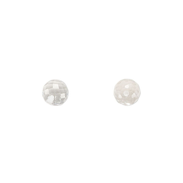 Bead, quartz crystal (natural), 6mm hand-cut half-drilled faceted round, B grade, Mohs hardness 7. Sold per pkg of 2. image number 0