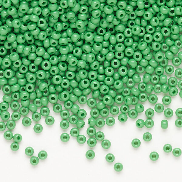 Seed bead, Preciosa Ornela, Czech glass, pkg/500g, opaque green, #10 rocaille. image number 0