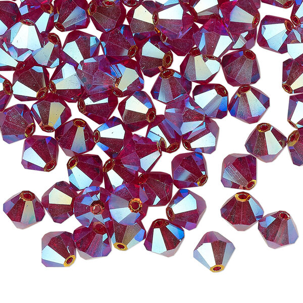 Bead 24pk Siam AB 2X, Preciosa Czech crystal 6mm bicone image number 0