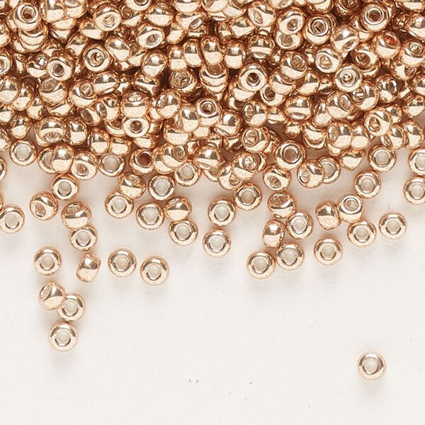 Seed bead, Miyuki, glass, pkg/25g, #11 rocaille, opaque galvanized champagne, (RR-1072L). image number 0