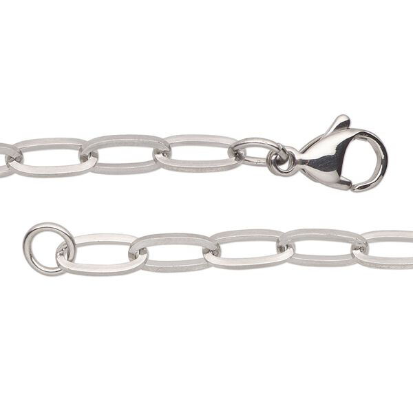 Chain, stainless steel, 4.8mm paperclip, 24 inches with lobster claw clasp. Sold individually. image number 0