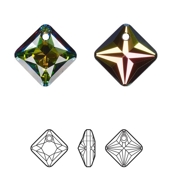 Drop 24pk crystal vitrail medium P, Swarovski® 16mm pendant princess cut 6431 image number 0